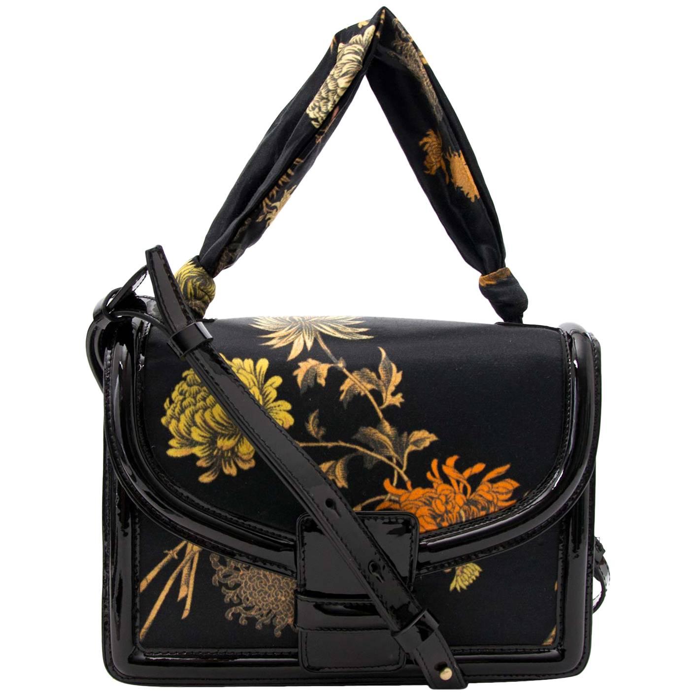 	Dries Van Noten Patent and Oriental Fabric Bag