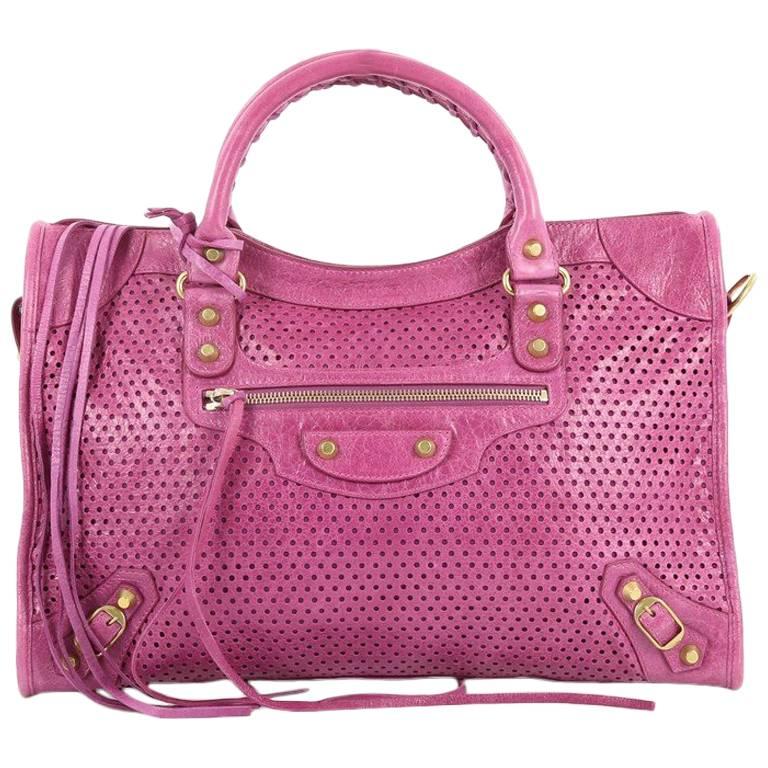 Balenciaga City Classic Studs Handbag Perforated Leather Medium