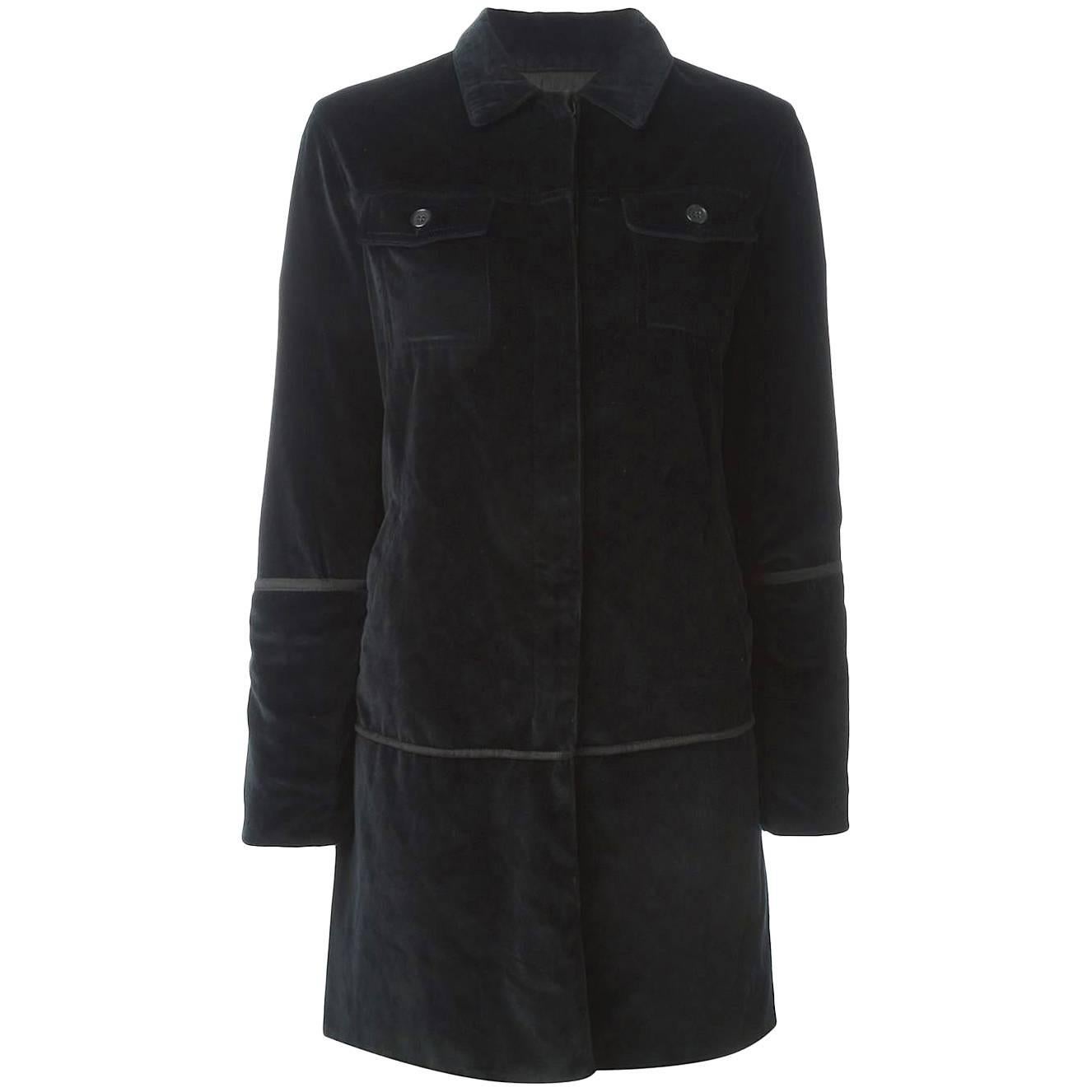 1997  Helmut Lang black velvet coat For Sale