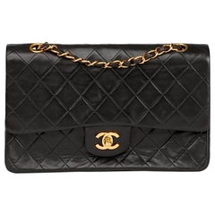 Chanel Black Quilted Lambskin Retro Medium Classic Double Flap Bag 