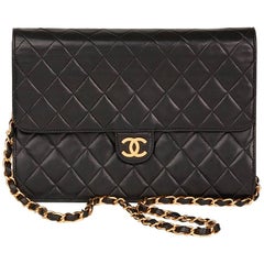Chanel Black Quilted Lambskin Vintage Classic Single Flap Bag 
