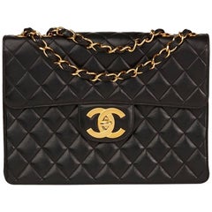 Chanel Black Quilted Lambskin Vintage Jumbo XL Flap Bag