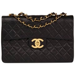 Chanel Black Quilted Lambskin Retro Maxi Jumbo XL Flap Bag 