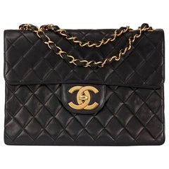 Chanel Black Quilted Lambskin Retro Jumbo XL Flap Bag