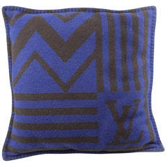 Louis Vuitton Blue Wool Cushion
