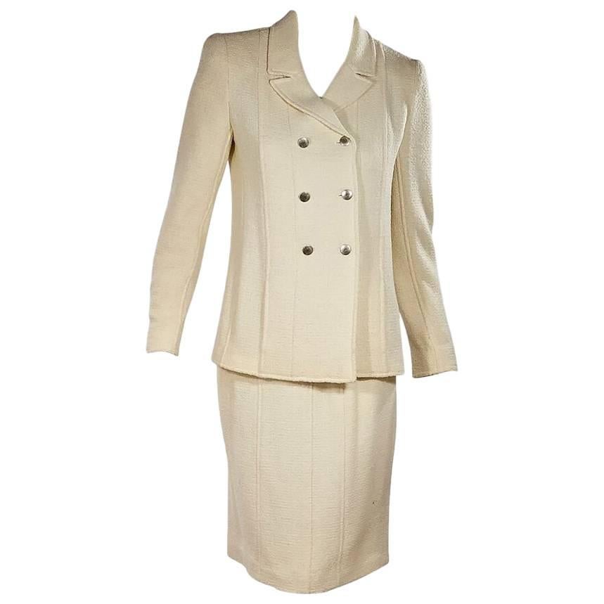Ivory Chanel Wool-Blend Skirt Suit Set