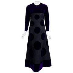 Vintage 1970 Pierre Balmain Haute Couture Purple Velvet Gown & Full-Length Cape