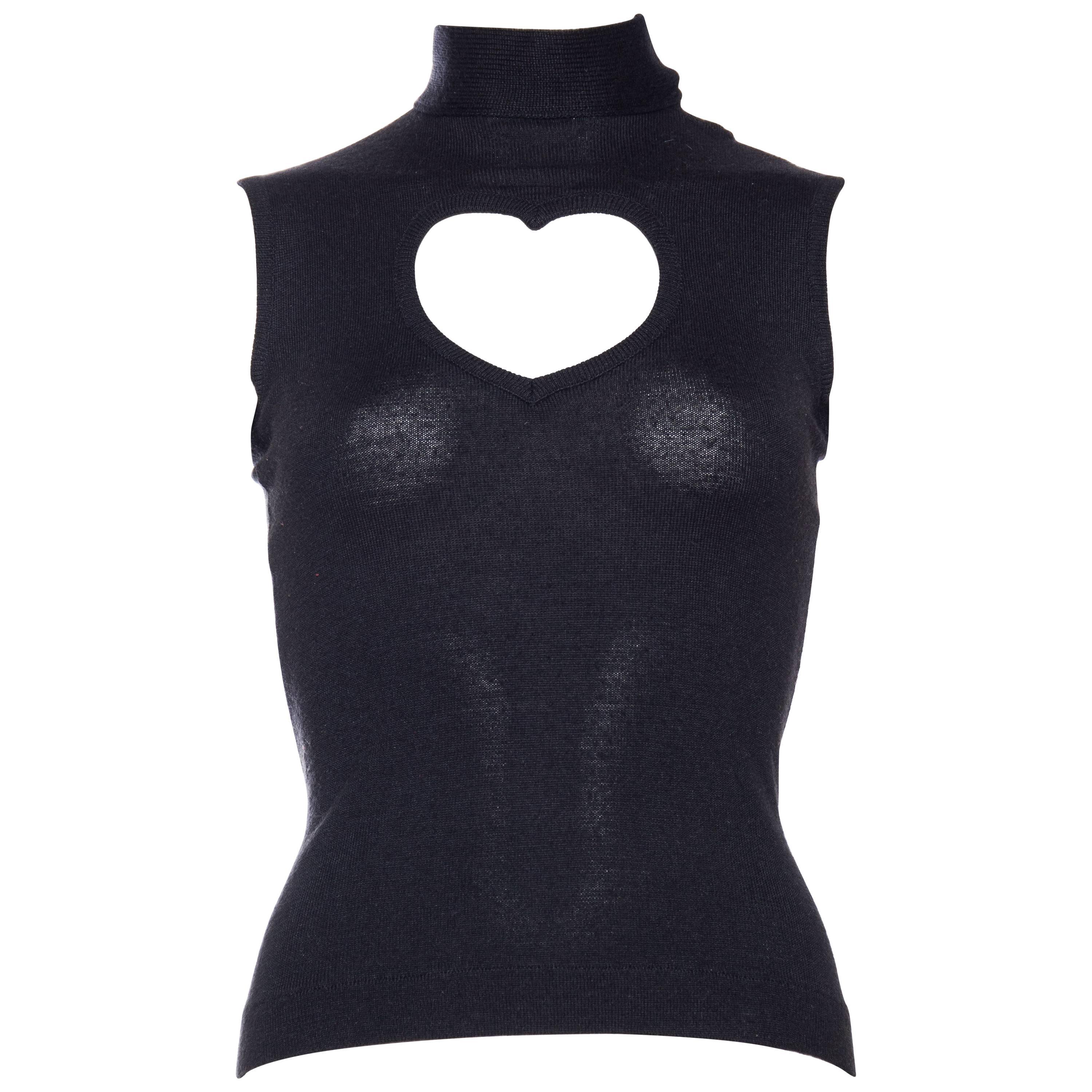 1990S DOROTHEE BIS Wool Blend Knit Heart Cutout Top