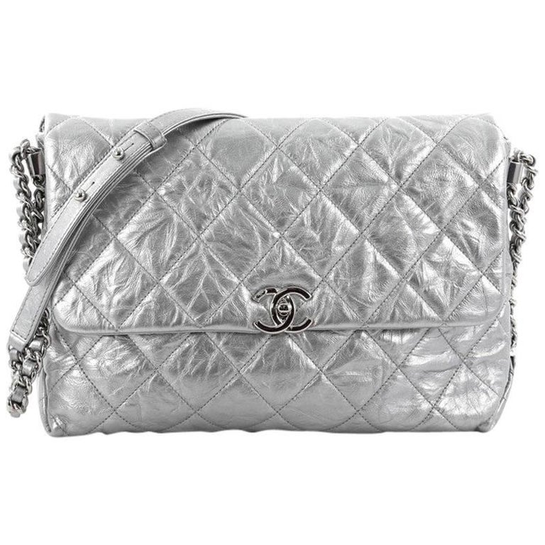 Chanel Big Bang Flap Bag Metallic Quilted Aged Calfskin at 1stDibs