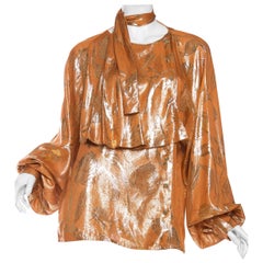 Nina Ricci Metallic Gold Lamé Blouse, 1970s  