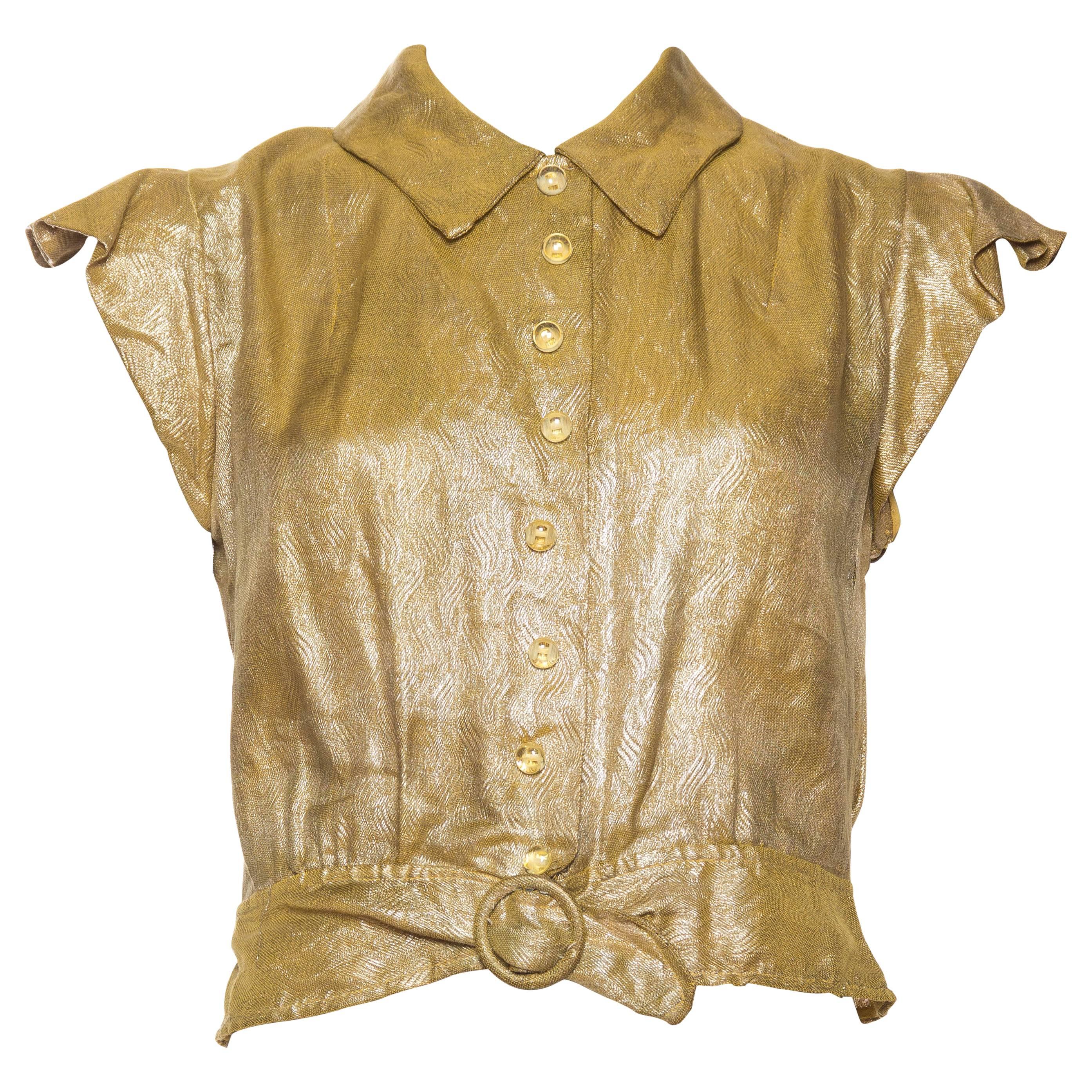 Jeanne Lanvin Gold Lamé Blouse, 1930s 