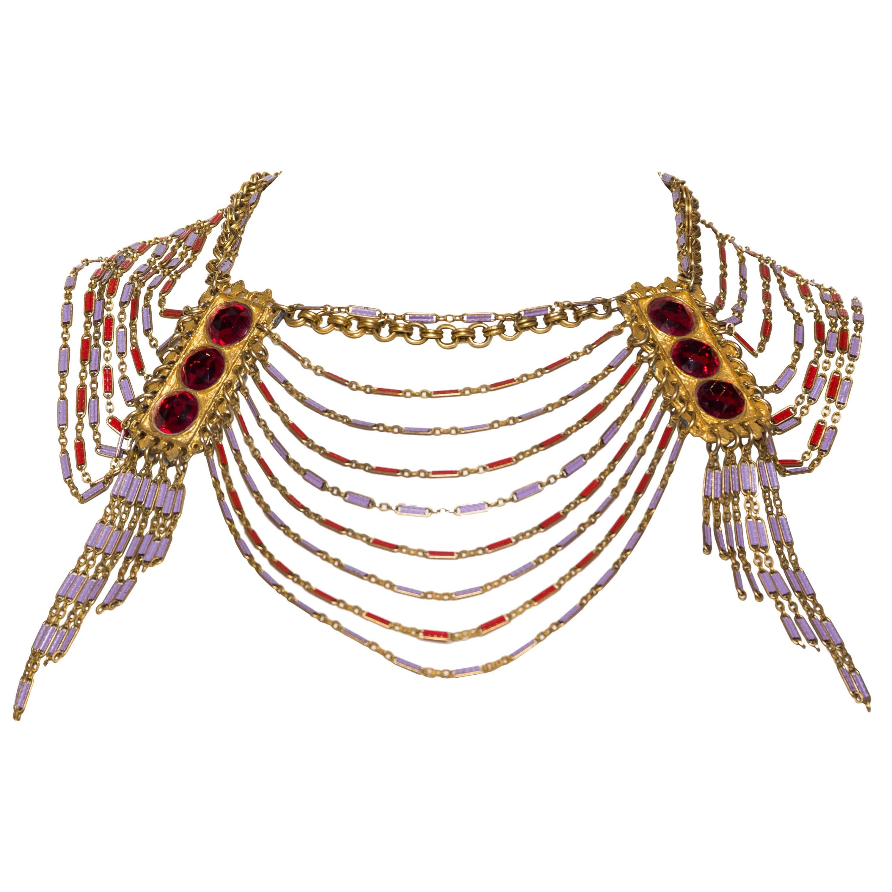 Gold Etruscan Revival Chain Necklace, 1960s 