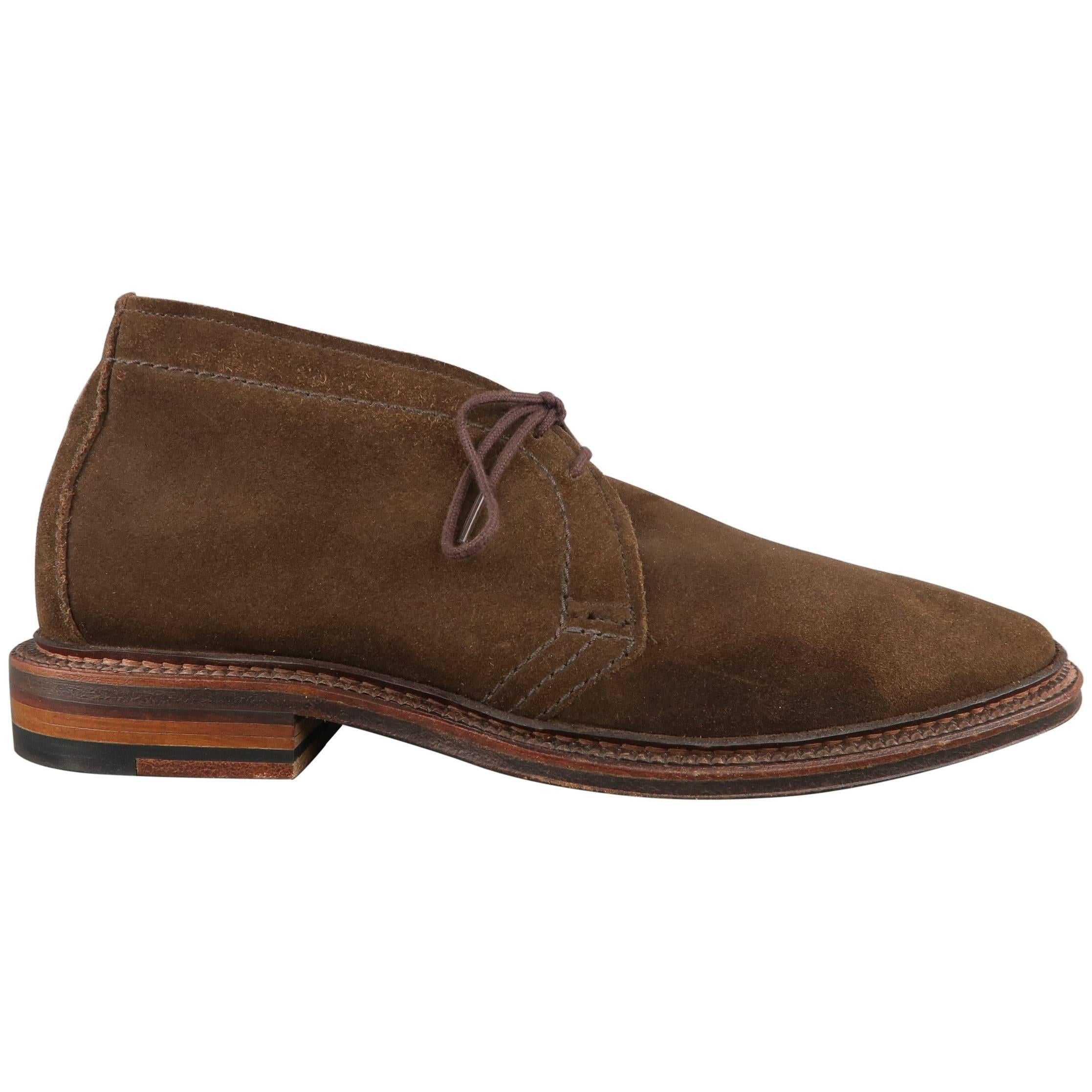 Men's ALDEN Size 7.5 Brown Suede Lace Up Desert Chukka Boots