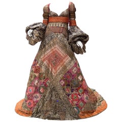 2000S JEAN LOUIS SCHERRER HAUTE COUTURE Antique Silk Ball Gown