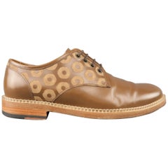 Men's MARC JACOBS Size 7 Caramel Circles Print Leather Lace Up Derbys