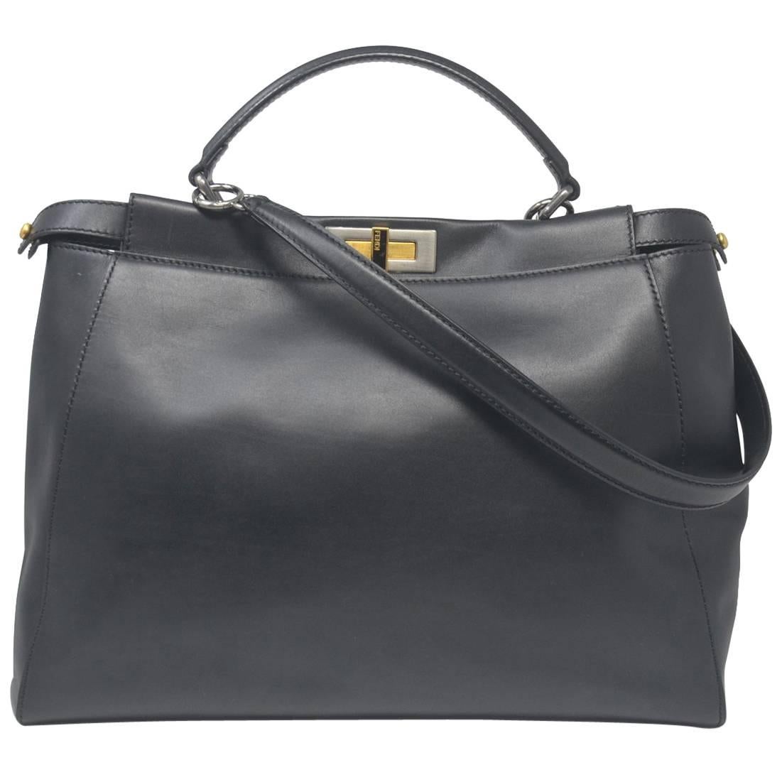 Fendi Large Peekaboo Black leather Handbag