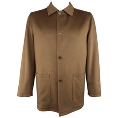 Men's ERMENEGILDO ZEGNA 40 Brown Cashmere / Black Twill Reversible Car Coat