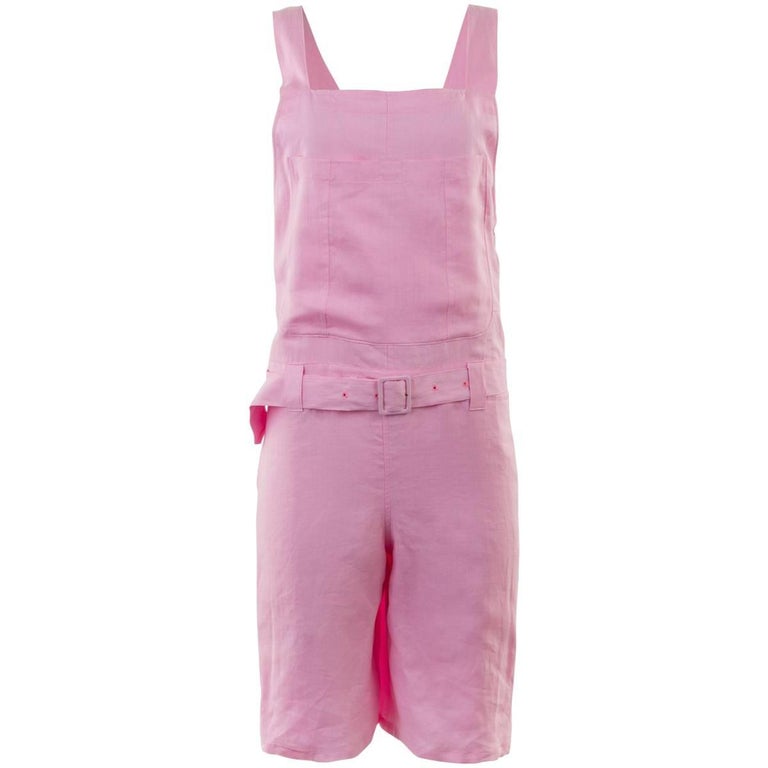 JUNYA WATANABE S/S 2008 Pink Linen Short Overalls For Sale