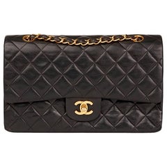 Chanel Black Quilted Lambskin Retro Medium Classic Double Flap Bag