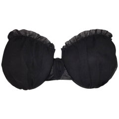 Retro 1990's Christian Dior Black 1940's Pin-Up Style Molded Strapless Bra Top