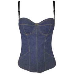 1996 Dolce & Gabbana Pin-Up Denim Bustier Corset Top 40