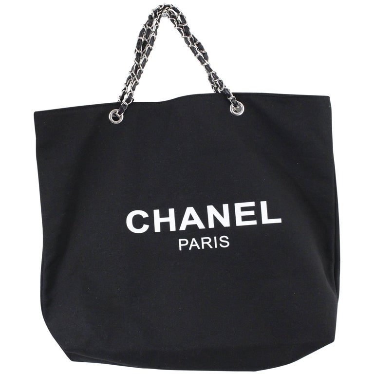 Chanel VIP Gift Tote Black Canvas Bag at 1stDibs  chanel vip tote bag, chanel  vip canvas tote, chanel vip gift bag