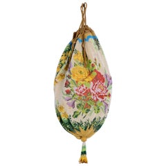 Antike viktorianische Mikro Glas Perlen Blume Extra große Drawstring Tasche