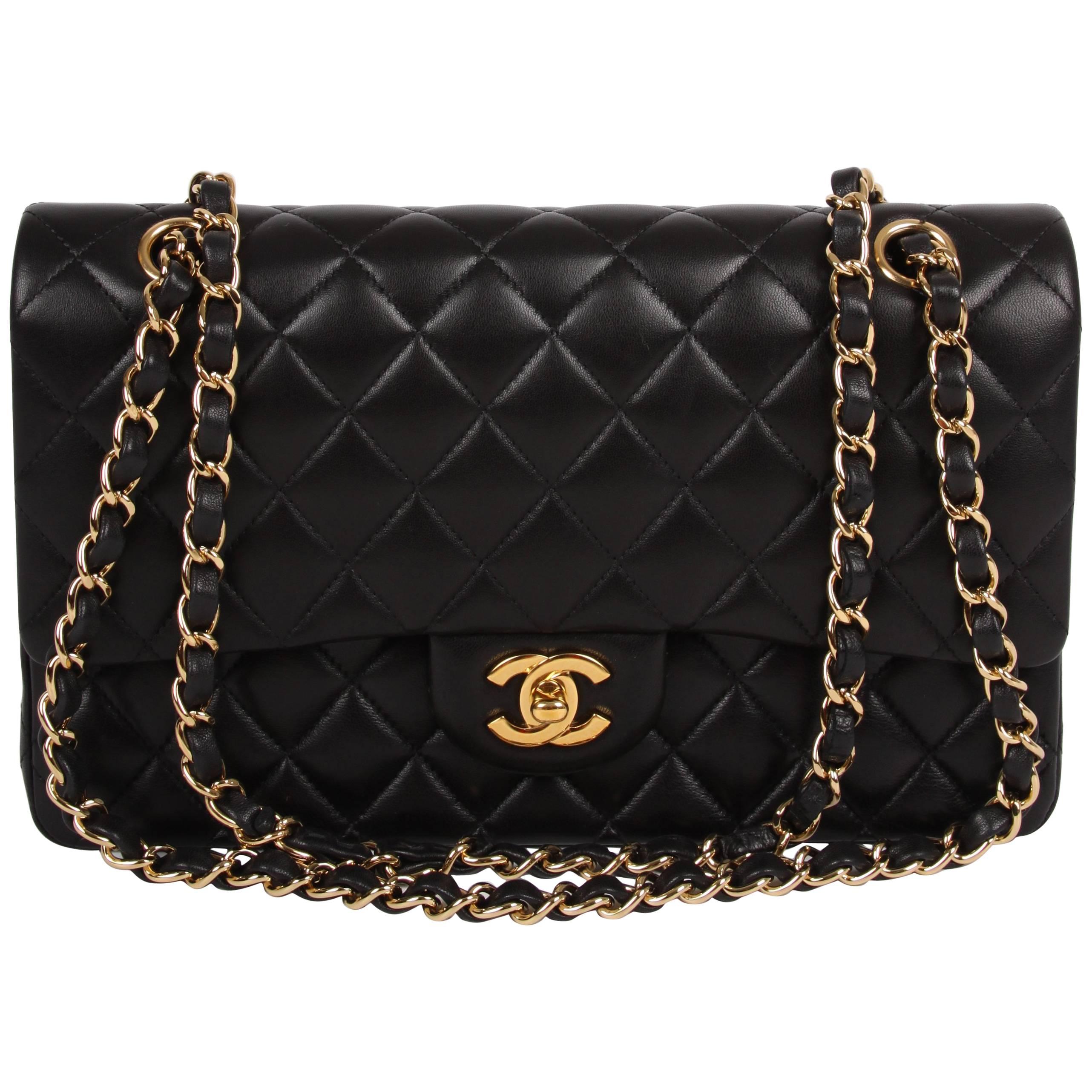 Chanel 2.55 Medium Classic Double Flap Bag - black/gold