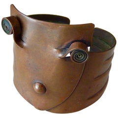 Vintage Rebajes Mid-Century Modern Copper Mask Cuff