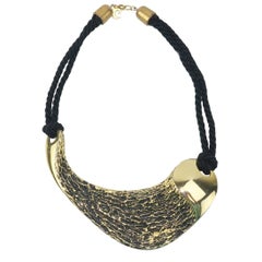 Retro 1970’s Pierre Cardin Brutalist Gold Tone Sculptural Necklace