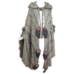 Leigh Westbrook hooded gray knitted wool cape art to wear 1980s