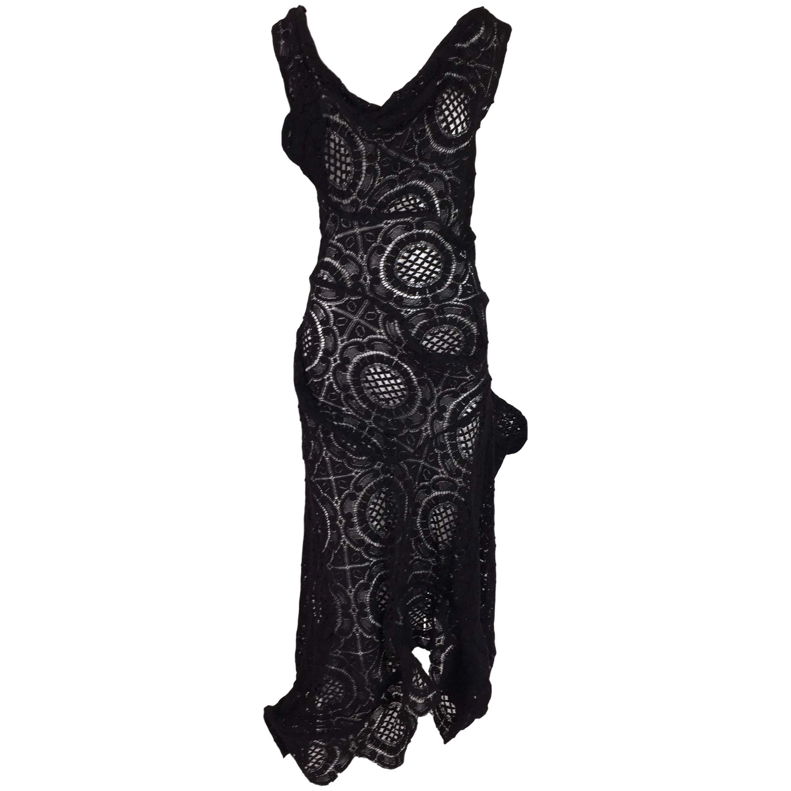 S/S 2002 Vivienne Westwood Couture OOAK Sheer Black Avant Garde Dress
