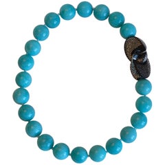 Patricia von Musulin Amazonite Wood and Sterling Silver Choker Necklace