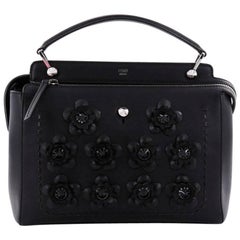 Fendi DotCom Convertible Satchel Flower Studded Leather Medium