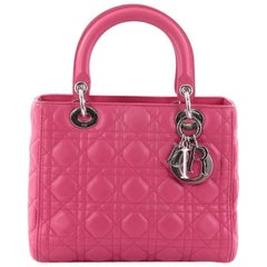 Christian Dior Lady Dior Handbag Cannage Quilt Lambskin Medium
