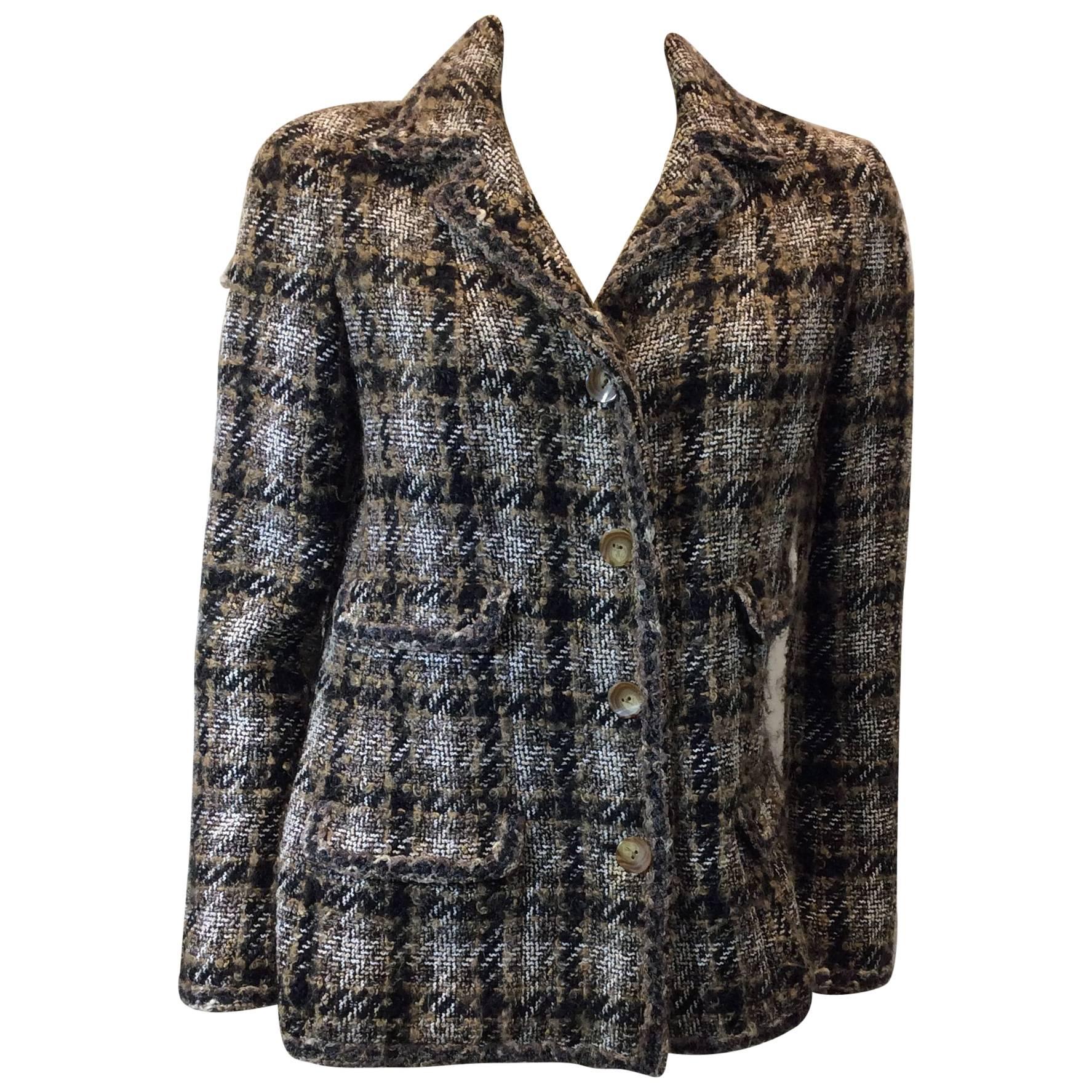 Chanel Brown Tweed Blazer For Sale