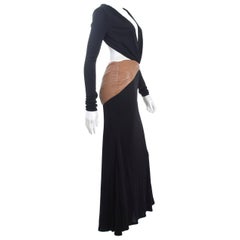90s Vintage GIANNI VERSACE COUTURE Black Dress with Tan Leather 