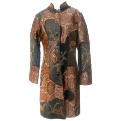 Vintage Neiman Marcus Bohemian Paisley Cotton Applique Duster Coat c 1990s