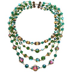 50s Watermelon green crystal necklace 