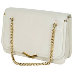 Judith Leiber Ivory Lizard Chain Handbag with Coin Purse, 1980s