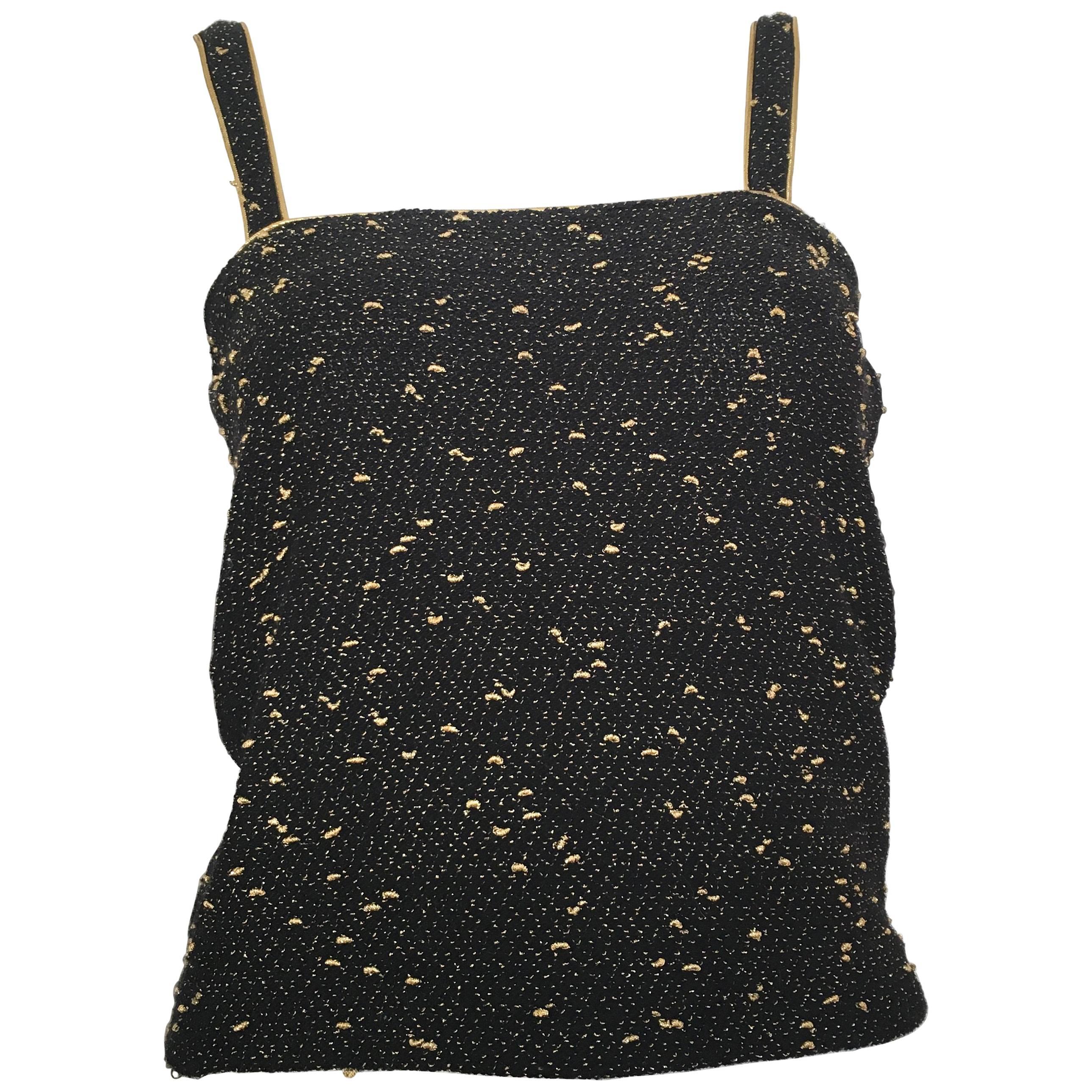 Yves Saint Laurent Black & Gold Lurex Metallic Knit Top Size Small.  For Sale