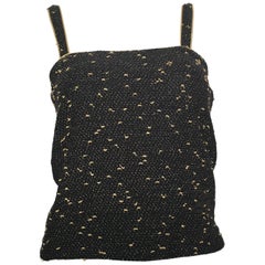 Retro Yves Saint Laurent Black & Gold Lurex Metallic Knit Top Size Small. 