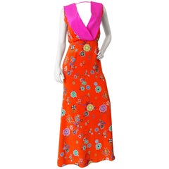 Emilio Pucci Orange and Pink Grasshopper Print Dress 