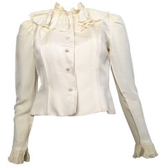 Partique New York Cream Ruffled Blouse Size 4.