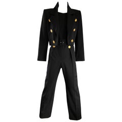 Alexander McQueen for Givenchy Couture Retro Black Jumpsuit + Cropped Jacket 