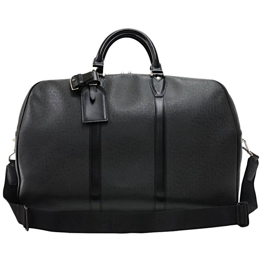 Louis Vuitton Kendall PM Black Taiga Leather Travel Bag + Strap