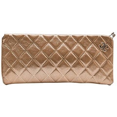 Chanel Evening Clutch in Iridescent Gold Lamé Leather