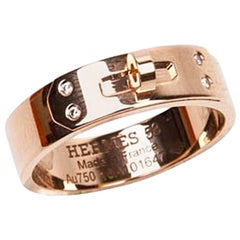 Hermes "Kelly" Band Ring in 750/1000 Rose Gold and 4 Diamonds