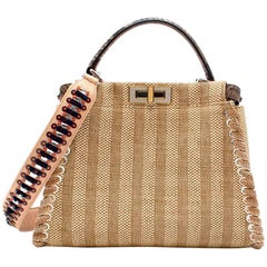 Fendi Peekaboo Python/Straw bag with Embellished Strap - Resort 17'