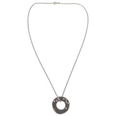 Dinh Van "Cible" Pendant and Chain Necklace in White Gold and Diamonds